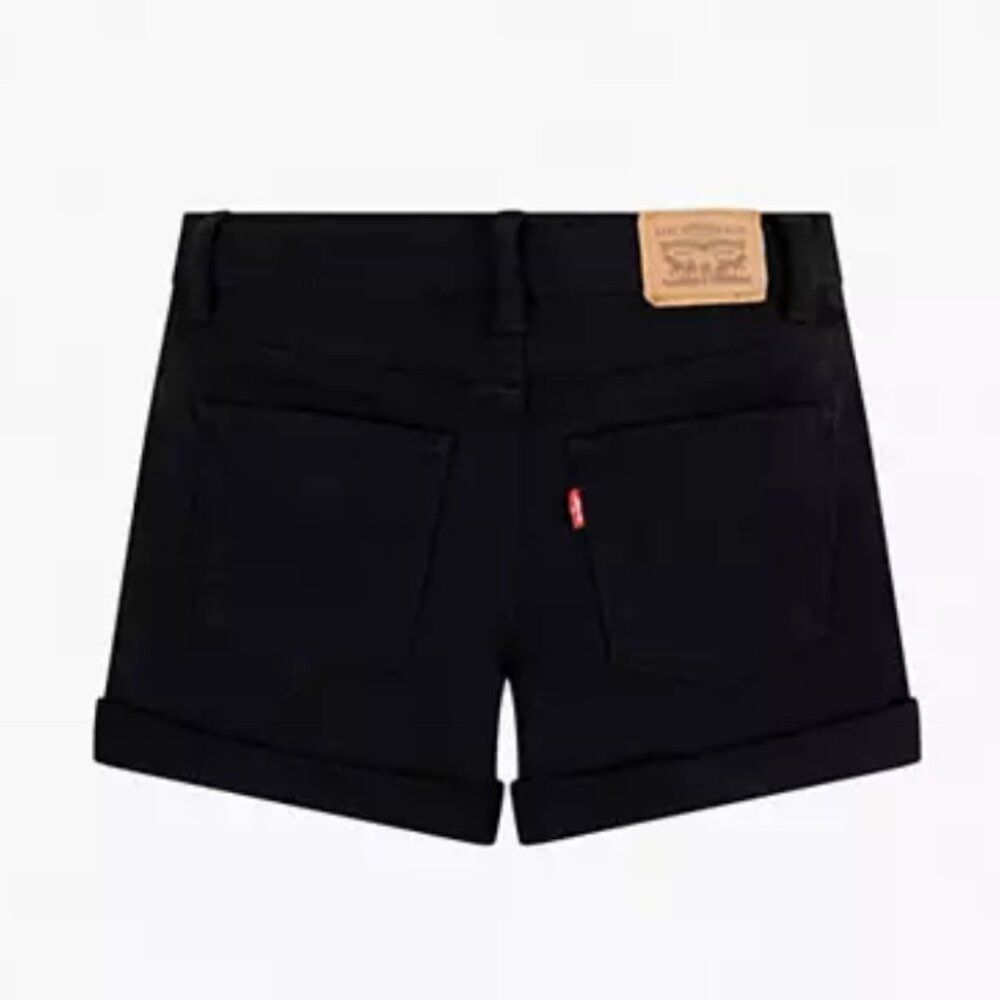 Levi's Girls' Kids Girlfriend Black Cuffed Hem Stretch Midrise Shortie Short 10 - Picture 2 of 13